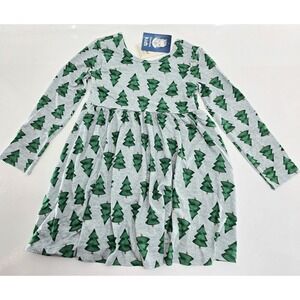 NWT Gerber Baby Girls' Buttery Soft Long Sleeve Twirl Dress - Trees - Sz 5T